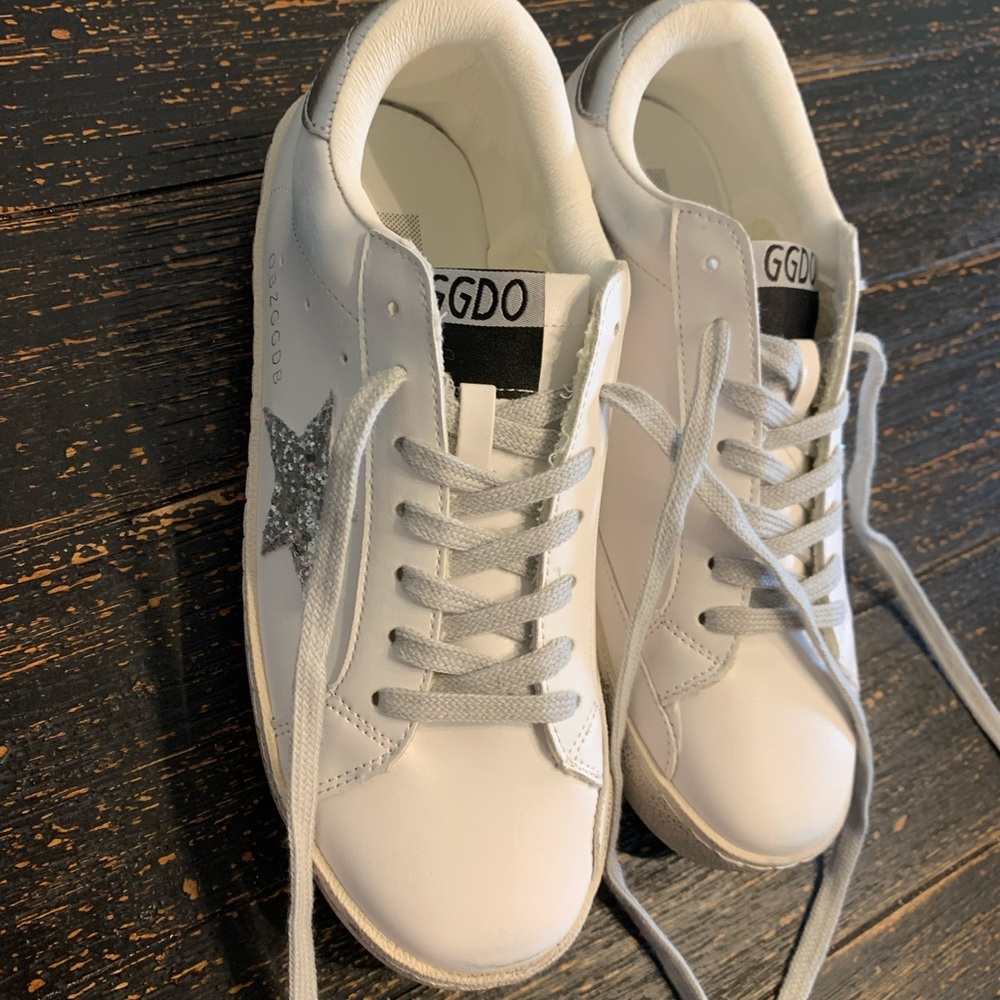 Golden Goose shoes with silver glitter star